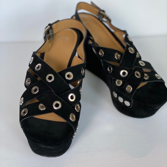 Marc Fisher LTD Wedge Bloom Black sandal - Picture 4 of 7